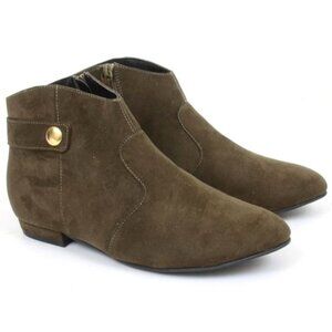 Sole Diva Green Suede Ankle Flat Bootie Women's Boots Western Boho Festival Sz 9